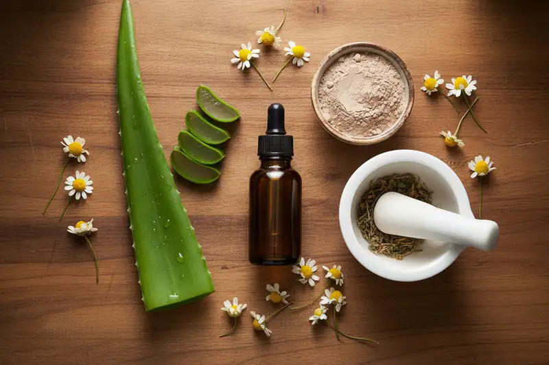 Natürliche Hausmittel gegen Pickel am Po: Teebaumöl, Aloe vera, Heilerde und Kamillenblüten